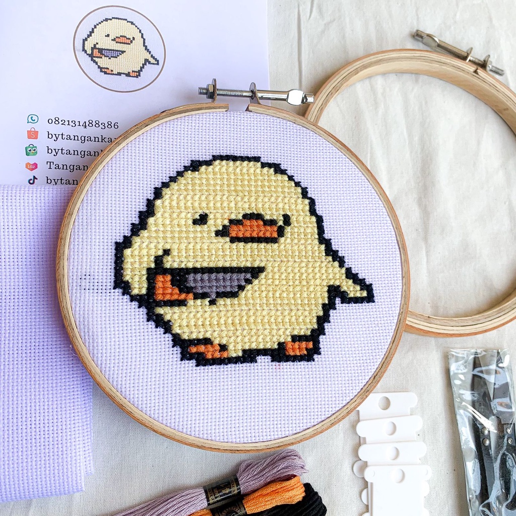 [Hasi Jadi] Embroidery Strimin Gudetama -  Pajangan hiasan rumah sulam tangan Strimin Gudetama