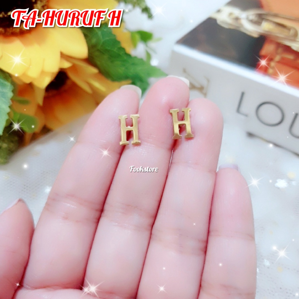 TERBARU ANTING TUSUK TITANIUM HURUF/ANTI KARAT/ANTI ALERGI