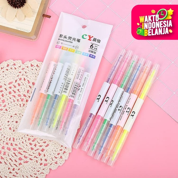 

Highlighter Double Tip 6pcs S0174