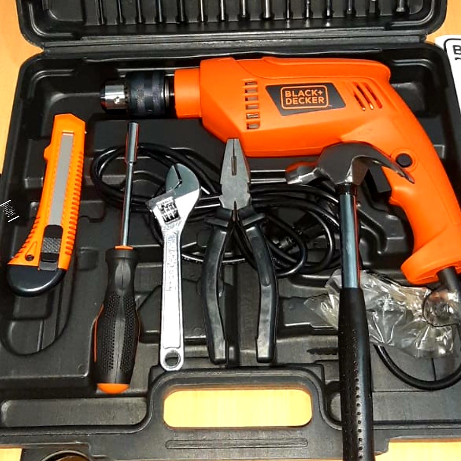 Black Decker HD555 Mesin Bor Tembok Beton Hammer Drill Set 88pcs