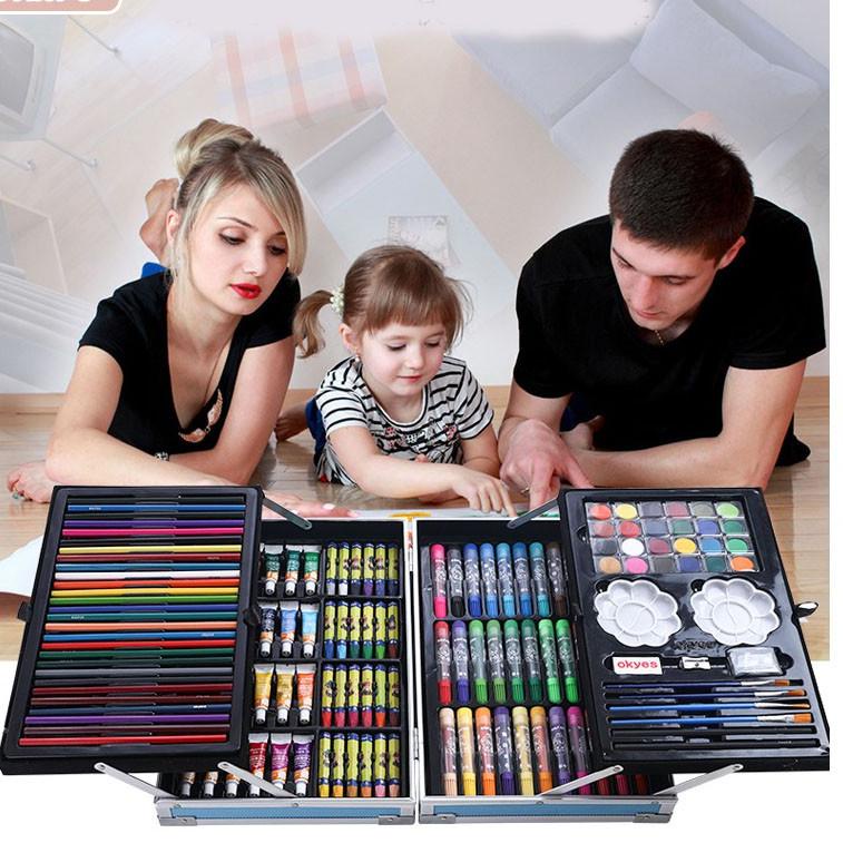 

Stock banyak JLJ68 Crayon Set Koper Premium Lengkap Komplit Besar Mewah 145 pcs New Model crayon souvenir hadiah ulang tahun lebaran JLJ