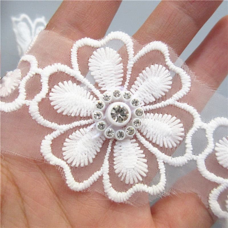 Lace Patch - White Flower Beading #05 (5pcs)