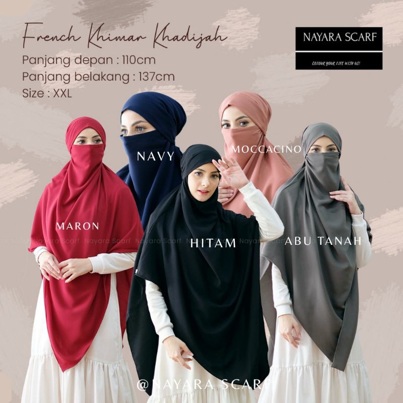 FRENCH KHIMAR KHADIJAH  ONE SIZE XXL WOLLYCREPE KUALITAS PREMIUM-5