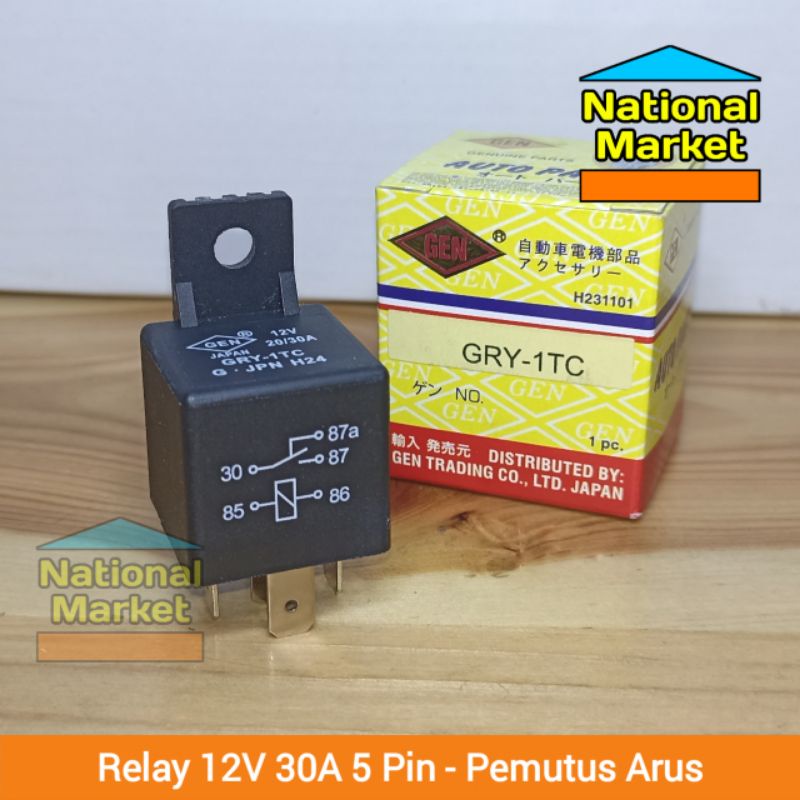Jual GEN GRY1TC Relay 5 Kaki 12V 87A Pemutus Arus JAPAN Shopee Indonesia