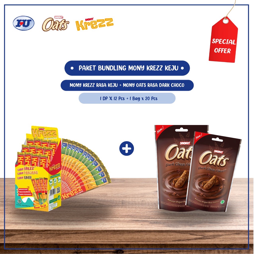 

BUNDLING Mony Krezz Stik Keju 12pcs x Mony Oats Dark Choco 10pcs