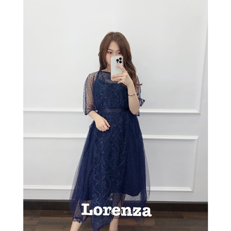 3 UKURAN DRESS LORENZA FASHION PAKAIAN WANITA GAUN DRESS 2IN1 INNER DAN OUTER / ELOISE SET DRESS  NATALAN / ELOISE