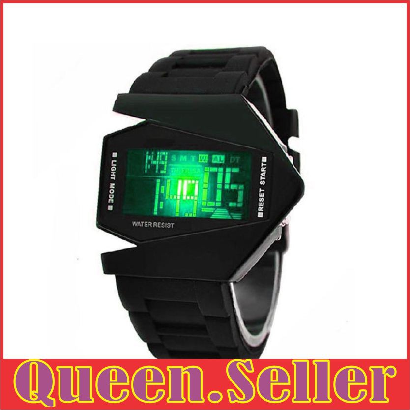 QS868 fashion pria ORIGINAL Airplane Style Metal Housing Rubber Sport Watch - DZ227-3