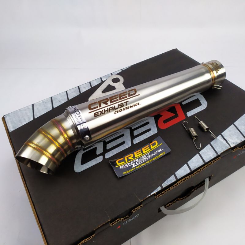 (100% original creed exhaust) Universal 51mm Inlet Motorcycle Exhaust Pipe Canister. daeng pipe. aun