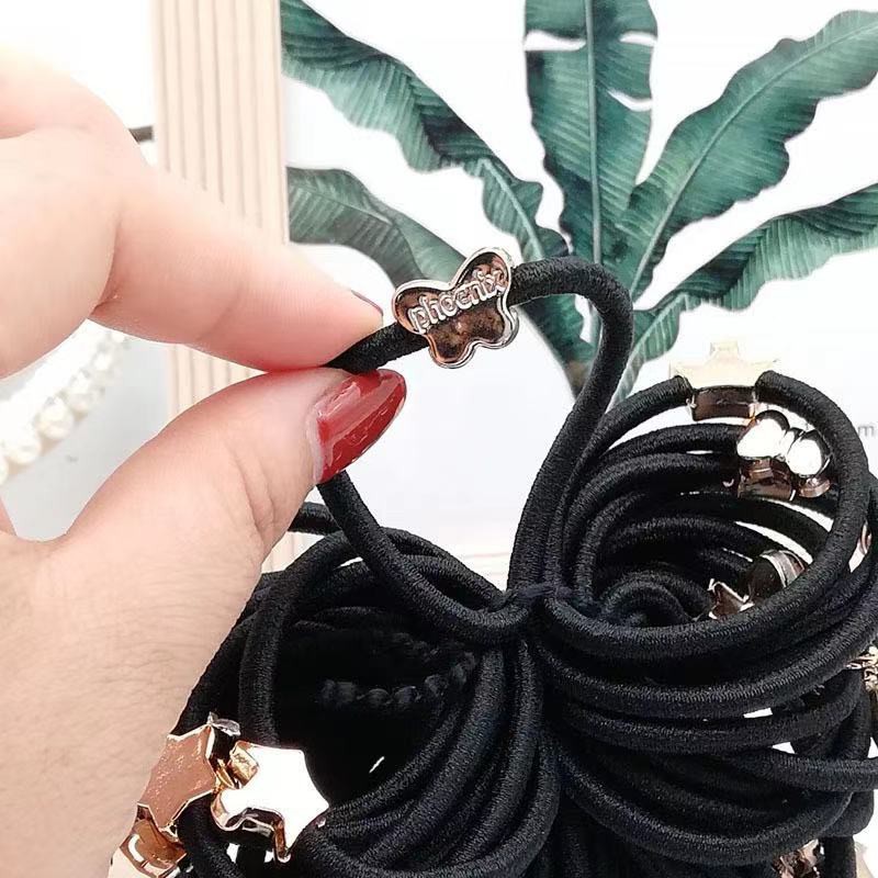 [1 PCS] Ikat Rambut Elastis Hitam Gaya Korea Untuk Wanita Varian Motif Aksesoris Wanita Import-1