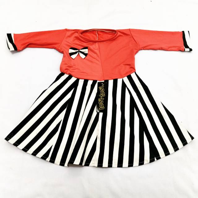 Dress Anak 2 Tahun Motif Hitam Putih Jahitan Konveksi