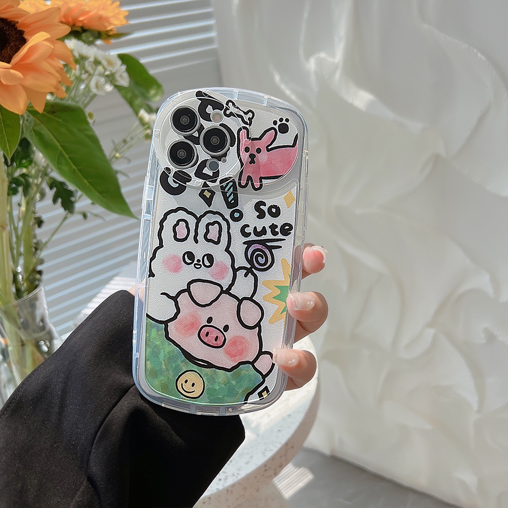 Ins Casing iPhone 14 14pro 14max 14prm 13 13pro 13prm 11 7Plus 8Plus Xr XS Max 12pro Max Motif Graffiti Binatang