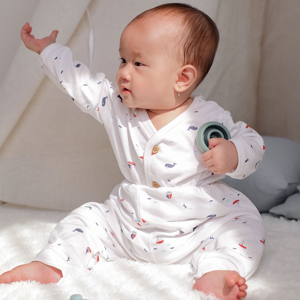 Nice Kids - Bear Printed Long Sleeve Baby Pajamas Set Setelan Piyama Baju Tidur Beruang Lengan Panjang Anak Bayi