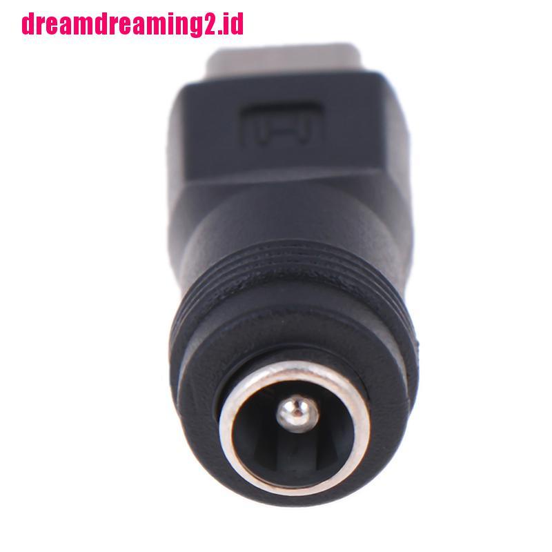 （✔✔❤(1 Pc Adaptor DC 5.5x2.1mm Female jack Ke Tipe C 3.1 Male Plug 90 / 180 Derajat