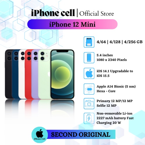 apple iphone 12 mini 12mini 128gb   64gb second bekas original 100  mulus normal like new fullset fu