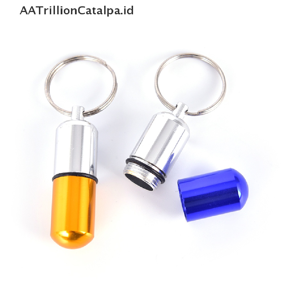 Aatrillioncatalpa Gantungan Kunci Botol Kontainer Obat Mini Bahan Metal Anti Air