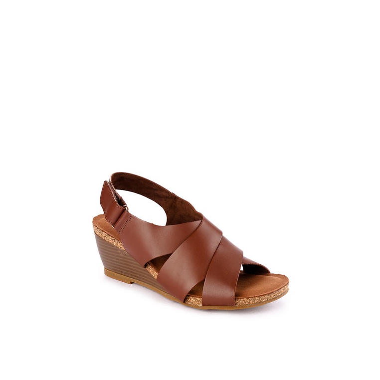 SANDAL WEDGES KULIT HUSH PUPPIES WANITA ORIGINAL SLINGBACK COKLAT HW35