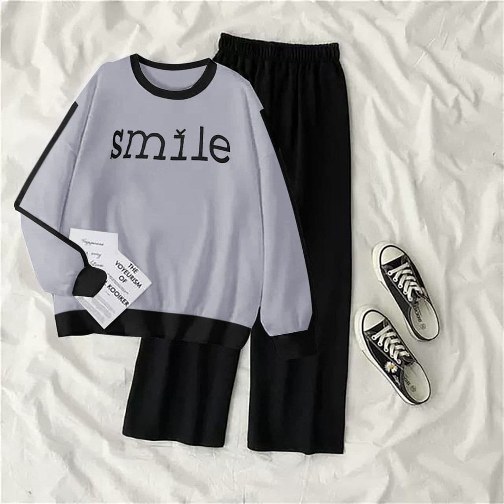 BAJU STELAN SMILE KULOT / BAJU STELAN WANITA TERBARU 2021 / BAJU LENGAN PANJANG TERLARIS/ BAJU KEREN