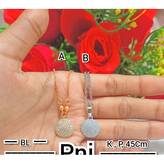 Kalung Plus Liontin Dewasa Full Permata Bulat (COD)