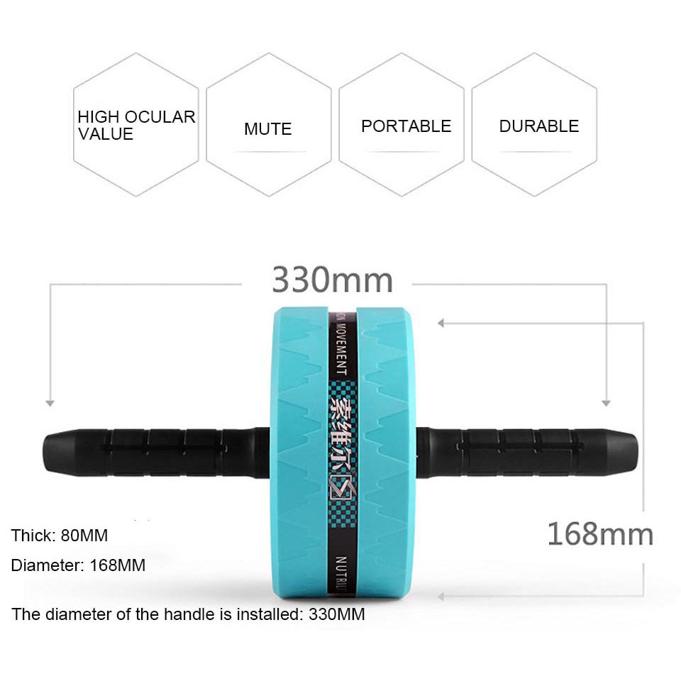 Ori100% Abdomen Round Ab Roller ALAT SIT UP ALAT GYM BONUS MATRAS ALAT PEMBAKAR LEMAK ALAT PUSH UP POWER EXERCISE DOUBLE WHEEL ALAT BANTU GYM FITNESS PUSH UP BAR Gym Fitness Wheel Muscle Training Nutrilite Ys-0100 Hitam