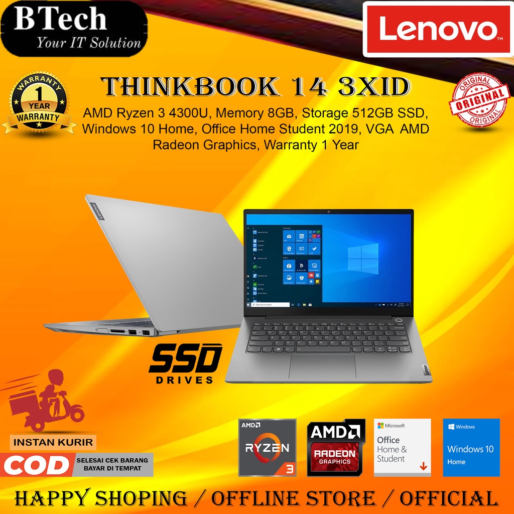 Lenovo Thinkbook 14 - 3XID - Ryzen 3 - 8GB - 512GB SSD - W10H+OHS - 1Y