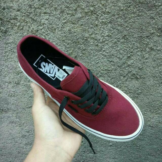 Sepatu Skate Vans Port Royal Red Maron Grade Original Waffle ICC Cewek Cowok Sneakers Kets Merah