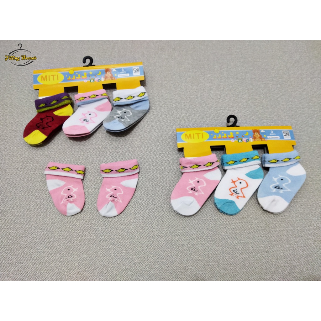 3 Pasang Kaos Kaki Bayi Cowok Cewek Stick Balik Newborn /  Kaos Kaki Bayi Laki Laki Dan Perempuan Lipat Stik Balik