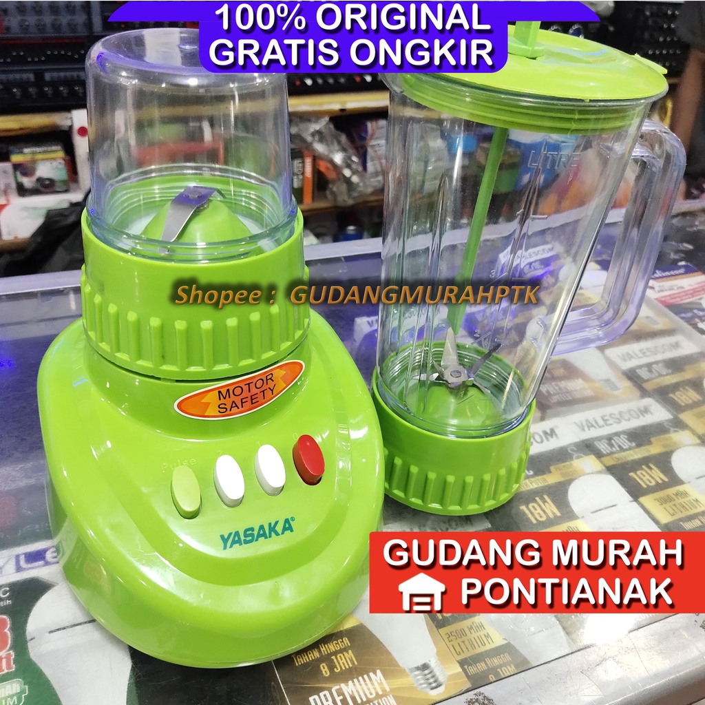 Blender Yasaka / TD2 In 1 6 Mata Pisau bahan tabung Plastik TAHAN PECAH High Quality BL-2PC WARNA ACAK PUTIH ATAU HIJAU