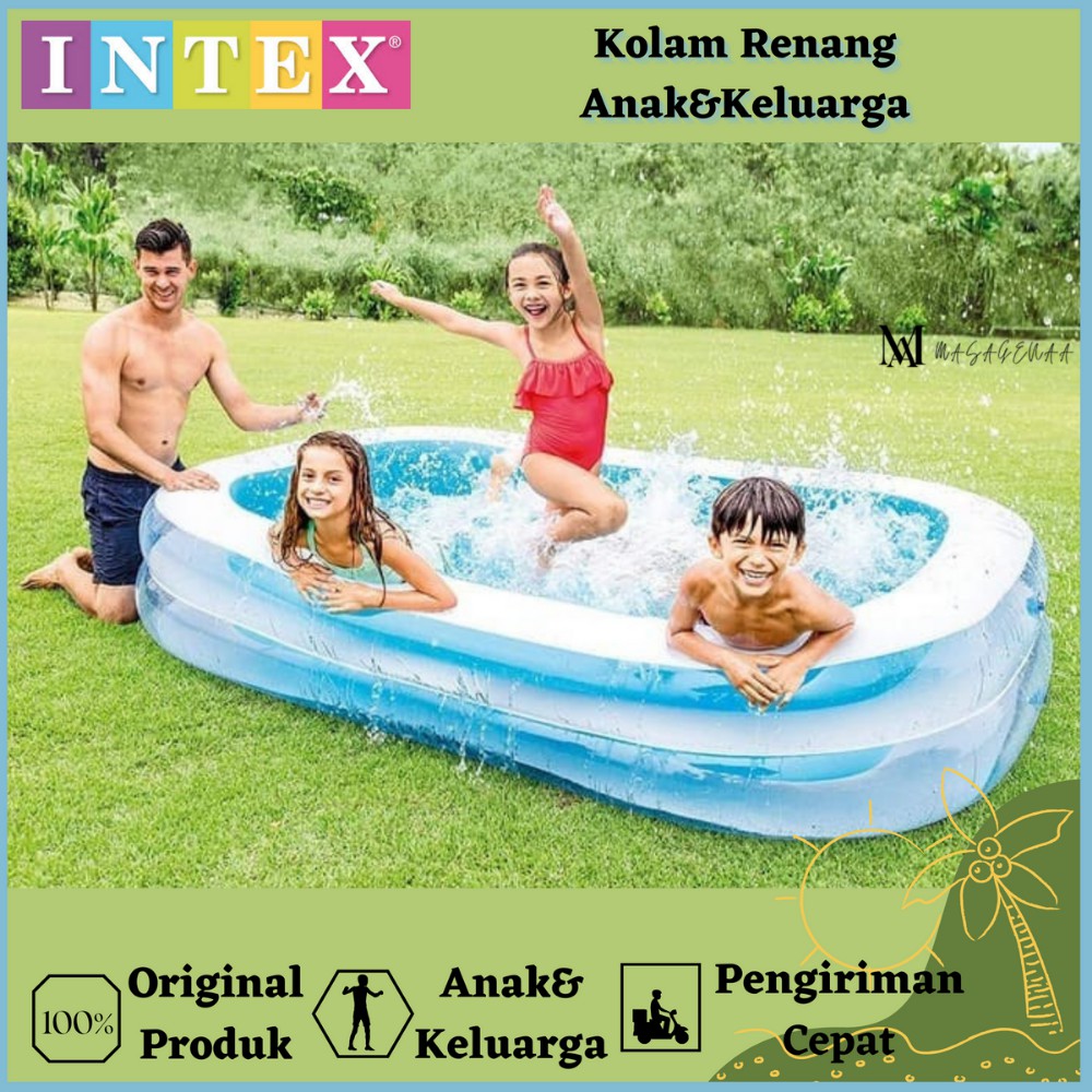 KOLAM RENANG BERENANG KARET ANAK ANAK KELUARGA FAMILY UKURAN JUMBO BESAR 2 METER TIUP INTEX POOL