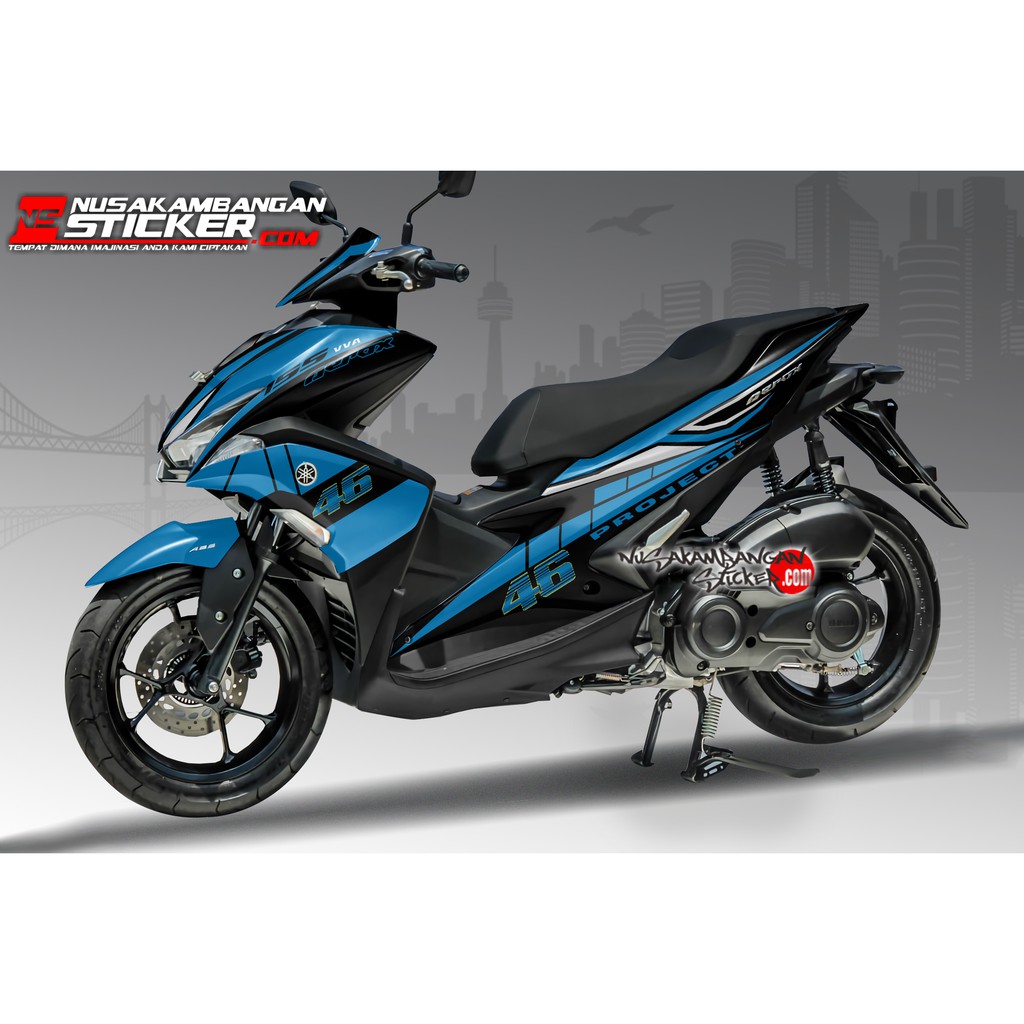 Decal Stiker Motor Yamaha Aerox Full Body Petronas Biru Racing Team Sticker Custom Variasi Motif Kar
