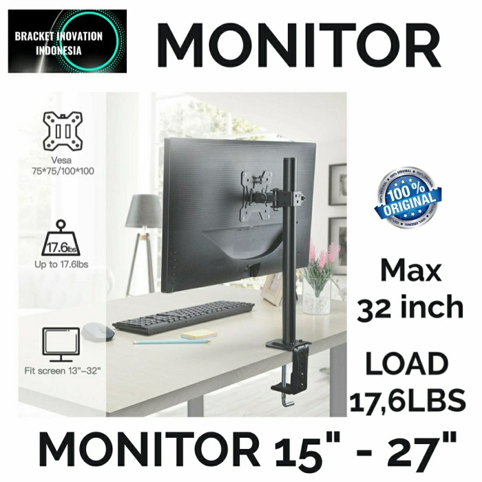 Bracket TV Monitor Led stand Jepit meja 14&quot;-27&quot; Max 32&quot; Adjustable