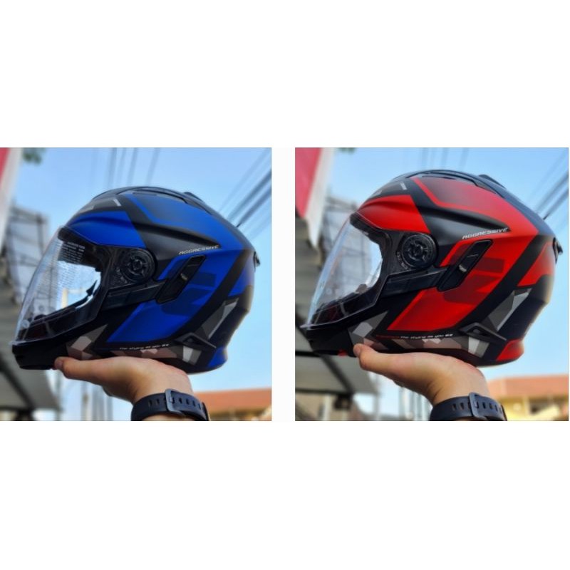 ZEUS HELM ZS613C MBLK AJ14 RED / BLUE