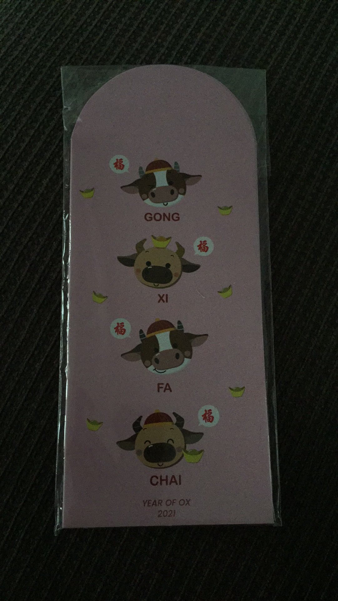 Angpao Imlek 2021 Shio Kerbau Ukuran  Panjang (uang Tidak Dilipat)