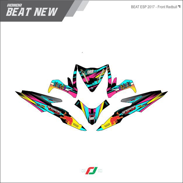 Decal Sticker Motor Honda BEAT NEW / STREET - FRONT REDBULL