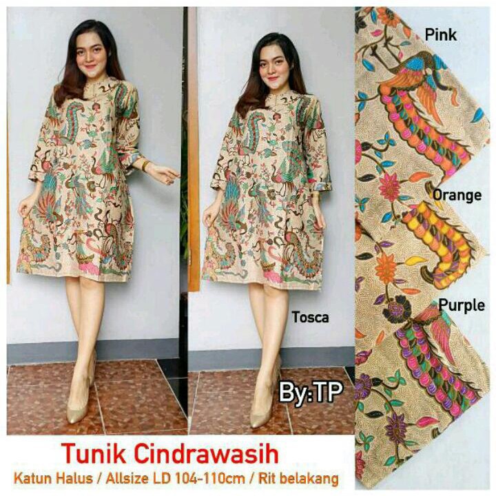 PROMO Tunik Cindrawasih Cendrawasih Merak Papua Iriana Gading Batik Modern Dress Casual Kantor
