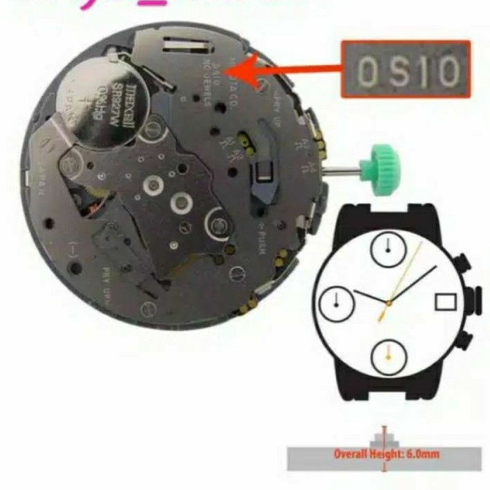 Mesin jam tangan Miyota OS 10 CHRONOGRAPH AKTIF