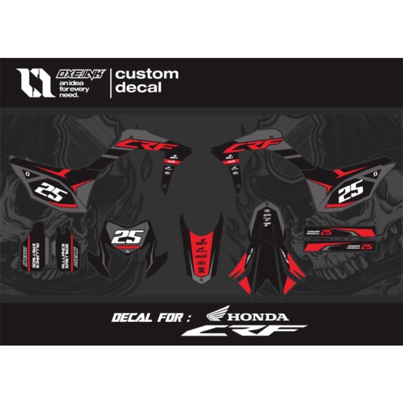 Decal Crf 150 L hitam abu merah