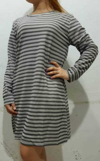 Dress cewek imut salur motif kekinian