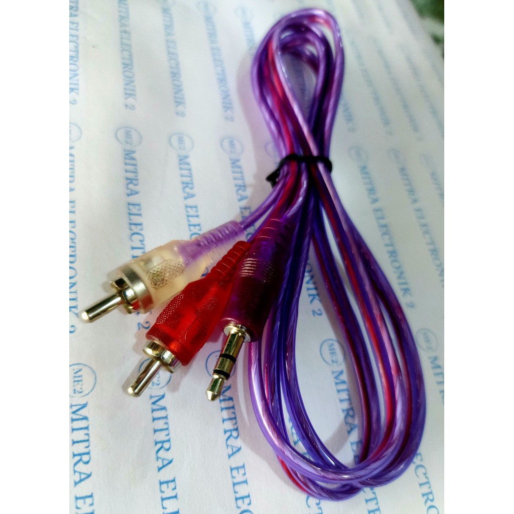 KABEL JACK RCA TO STREO AUX 3,5MM TRANSPARAN // JEK HP KE SALON SPEAKER HIGH QUALITAS