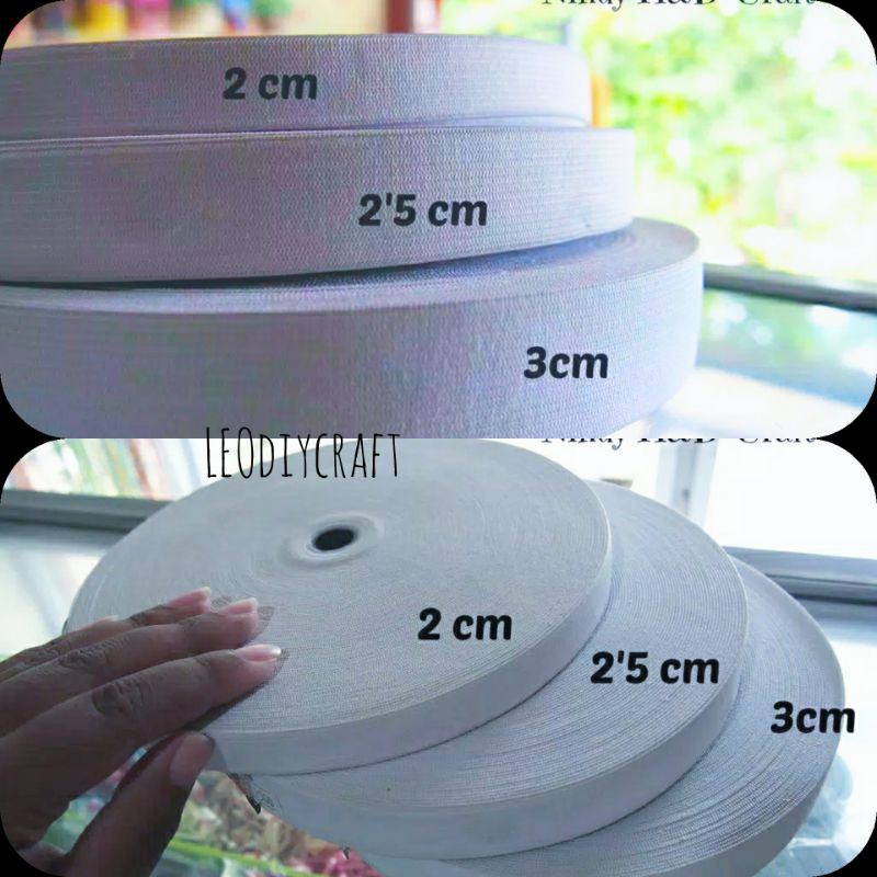 Koloran 2cm/2.5cm/3cm - Karet Koloran Putih/Hitam