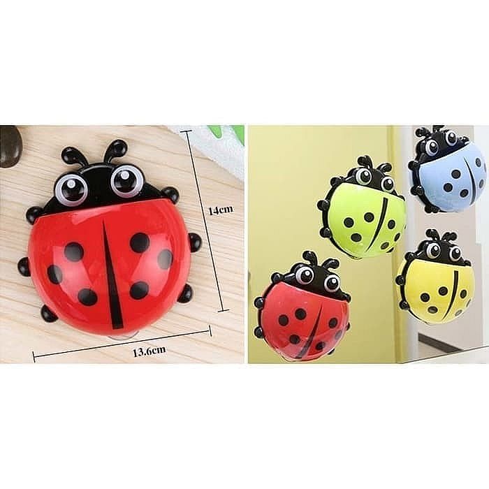 Ladybug Tempat Sikat Gigi &amp; Odol Tempelan Kamar Mandi - Holder Vacum Tempel Ladybug Toothbrush / Dispenser Odol Tempat Sikat Gigi Kumbang Random