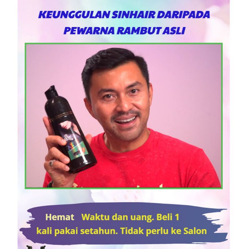 Sinhair Shampoo Original Japan Asli Penghitam Rambut Anti Uban 500ml Shin Hair Black Shampoo Pewarna
