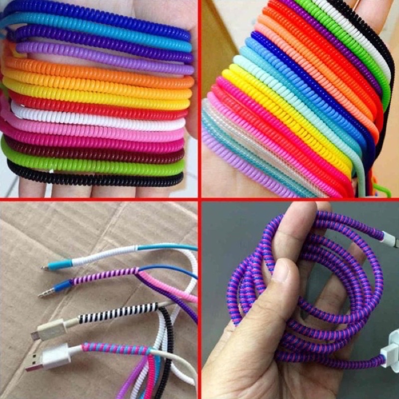 PELINDUNG KABEL SPIRAL/ PELILIT/ PROTECTOR KABEL CHARGER/HEADSET/PELIPIT KABEL WARNA - WARNI RAINBOW/ SPIRAL PELAPIS CABLE DATA/ CORD COLOUR/HANDSFREE/LILITAN GULUNG/ GULUNGAN