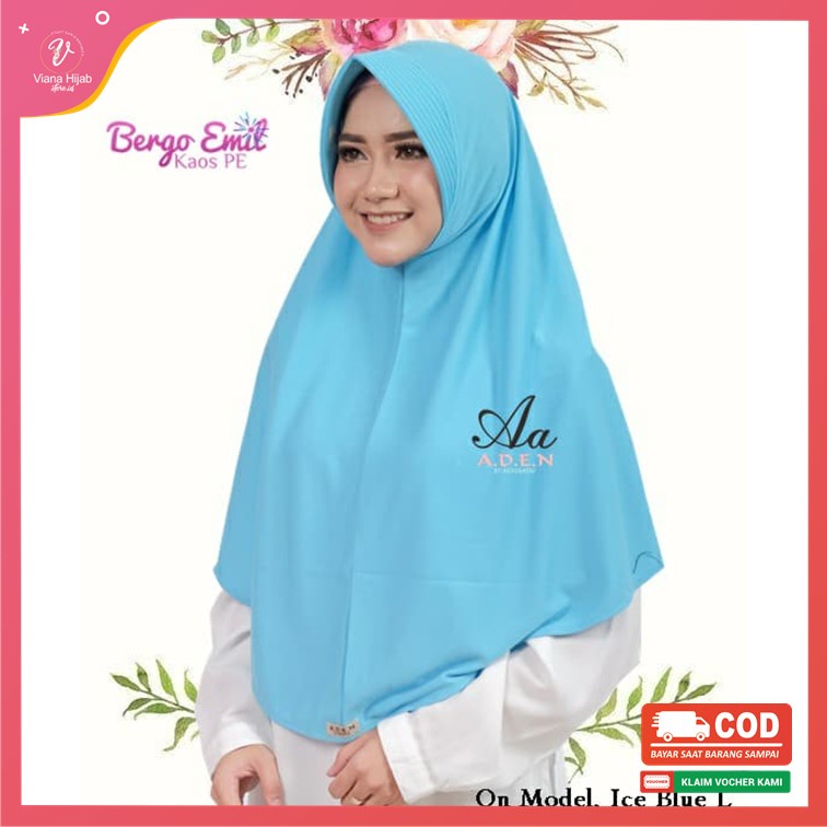 Jilbab Instan Dewasa Bergo Emil L By Aden Hijab Pet Bahan Kaos PE Premium Original