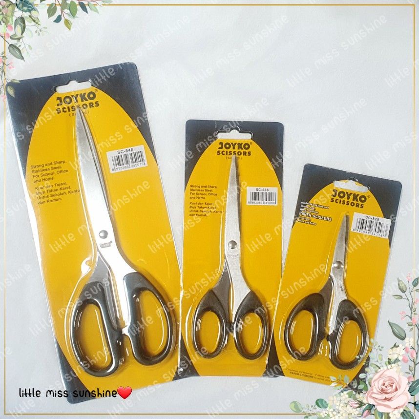 Gunting Kecil 4&quot; 15cm Sedang 6&quot; 18cm Besar 8” inch 20cm Cutting Sekolah Seni Rupa Kertas Big Medium Small Mini Scissor Potong Pemotong Bahan Stainless Steel Berkualitas 828 838 848 Joyko ATK Stationery Brand Grosir Termurah Little Miss Sunshine Malang