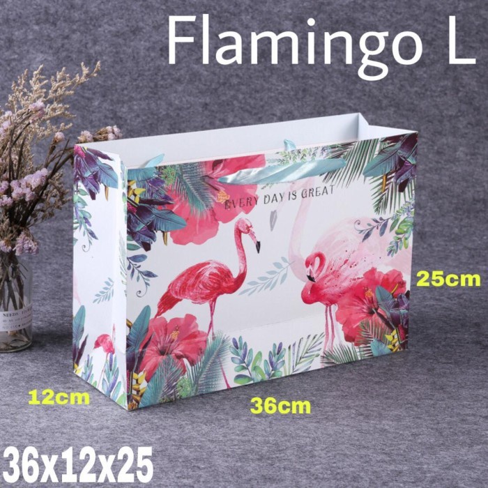 

(TERLARIS) Paperbag Kado Tas Kertas Goodie Bag Gift Bag Flaminggo L 36X12X25