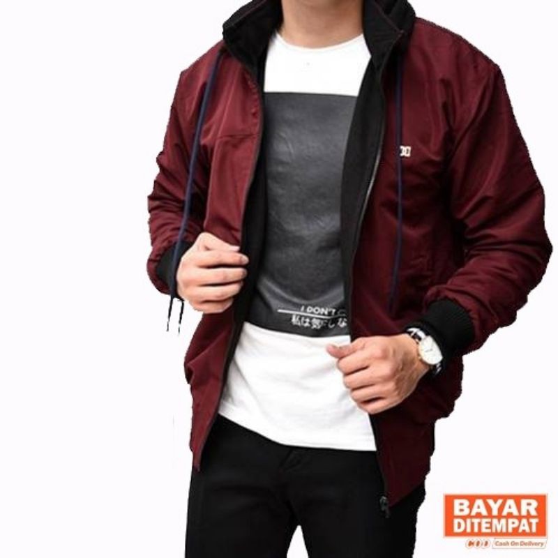 TURUN HARGA ! JAKET BOLAK BALIK PRIA BB 2IN1 PARASUT COWOK WATERPROOF MURAH ORIGINAL HOODIE