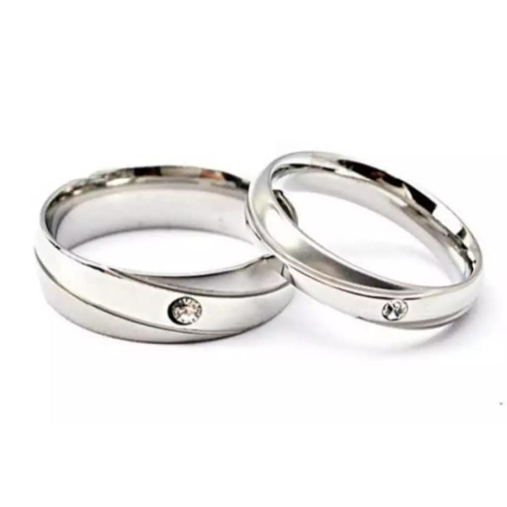 Cincin Couple / Pasangan untuk Tunangan / Nikahan dapat 2 Pc Titanium Stainless Steel