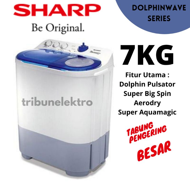 Mesin Cuci Sharp 2 Tabung 7Kg Dolphinwave EST77DA