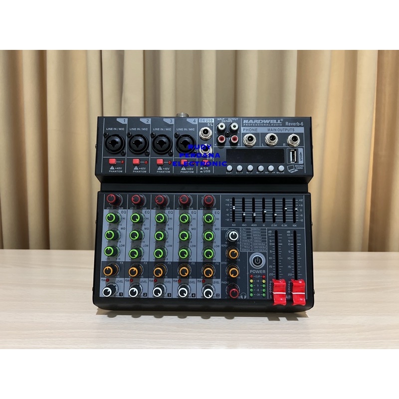 MIXER AUDIO 6 CHANNEL BLUETOOTH SOUND CARD USB HARDWELL REVERB 6