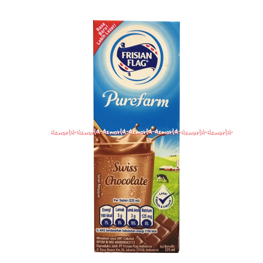 Frisian Flag 225ml Purefarm Swiss Chocolate Kacang Hijau Susu UHT Susu Bendera